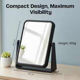 Compact dorm-friendly mirror perfect for quick touch-ups and brow shaping.