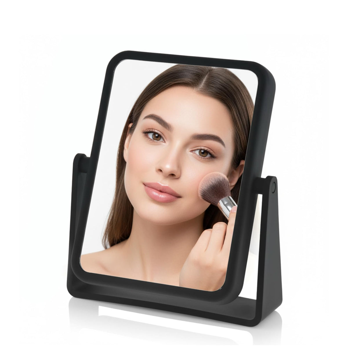Danielle Creations rectangle soft touch vanity mirror in black for everyday makeup.