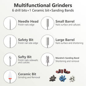 DANNARY electric nail drill bits kit with metal and ceramic bits for versatile care.