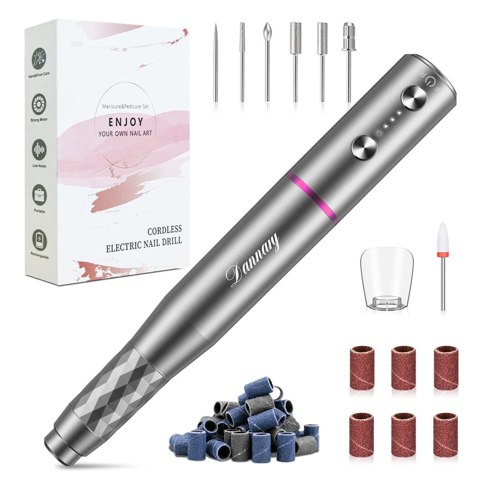 DANNARY electric nail drill kit front view for precise manicure setup.