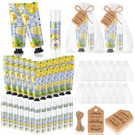 Dansib 24-piece lemon gift set with hand cream and lip balm, ideal for wedding favors.