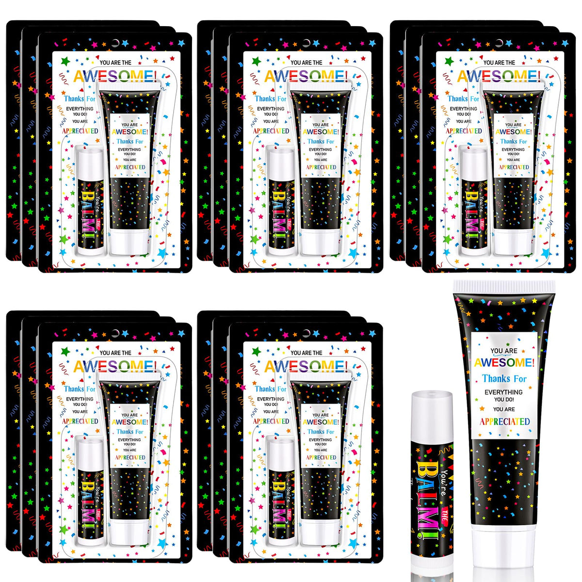 Dansib appreciation gift set packaging showing five hand creams and five lip balms, gift-ready.