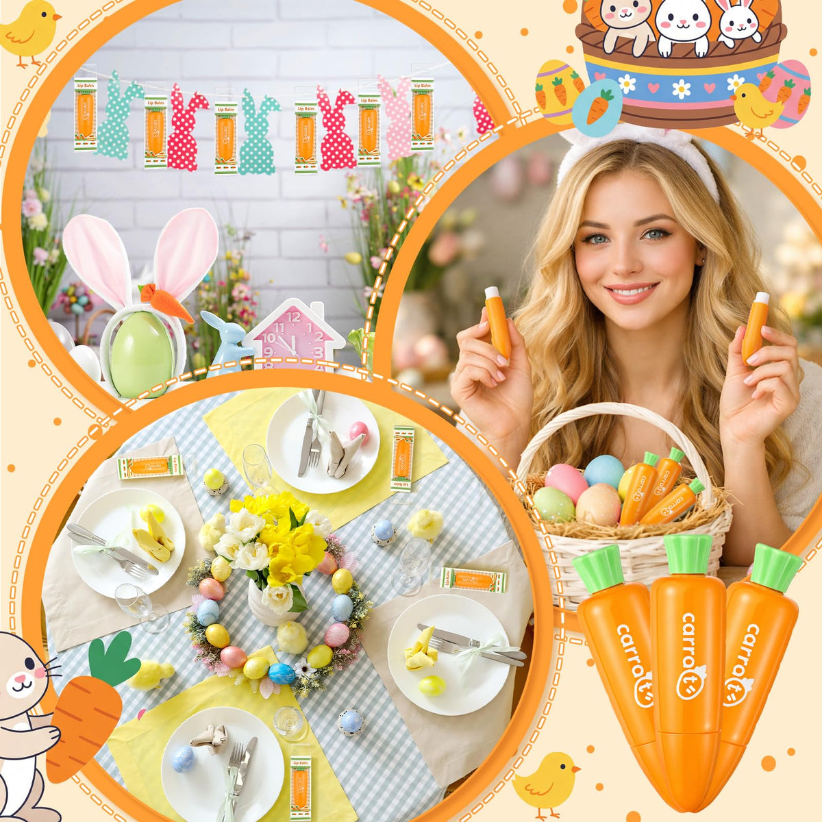 Dansib carrot lip balm held in hand for on-the-go care.