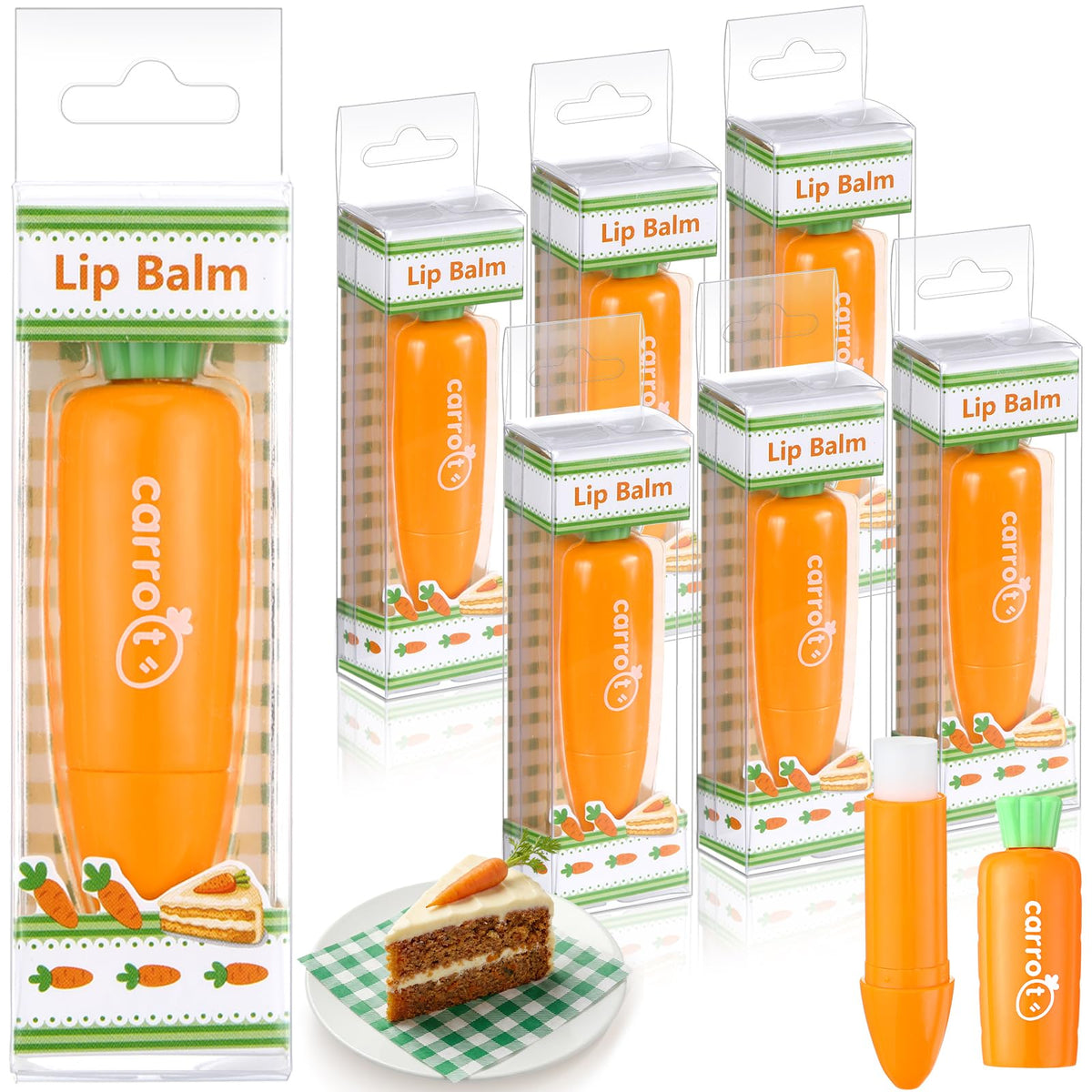 Dansib carrot lip balm set front view, festive Easter gift option.
