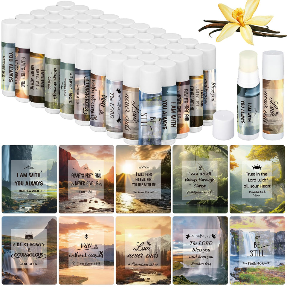 Dansib Christian lip balm vanilla 50-pack, ideal for gifting at events.