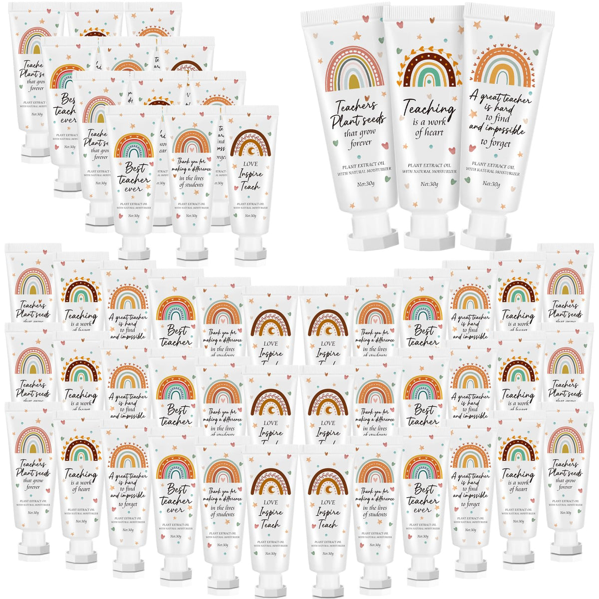 Dansib hand cream gift set with boho rainbow design, ideal for quick moisturization.