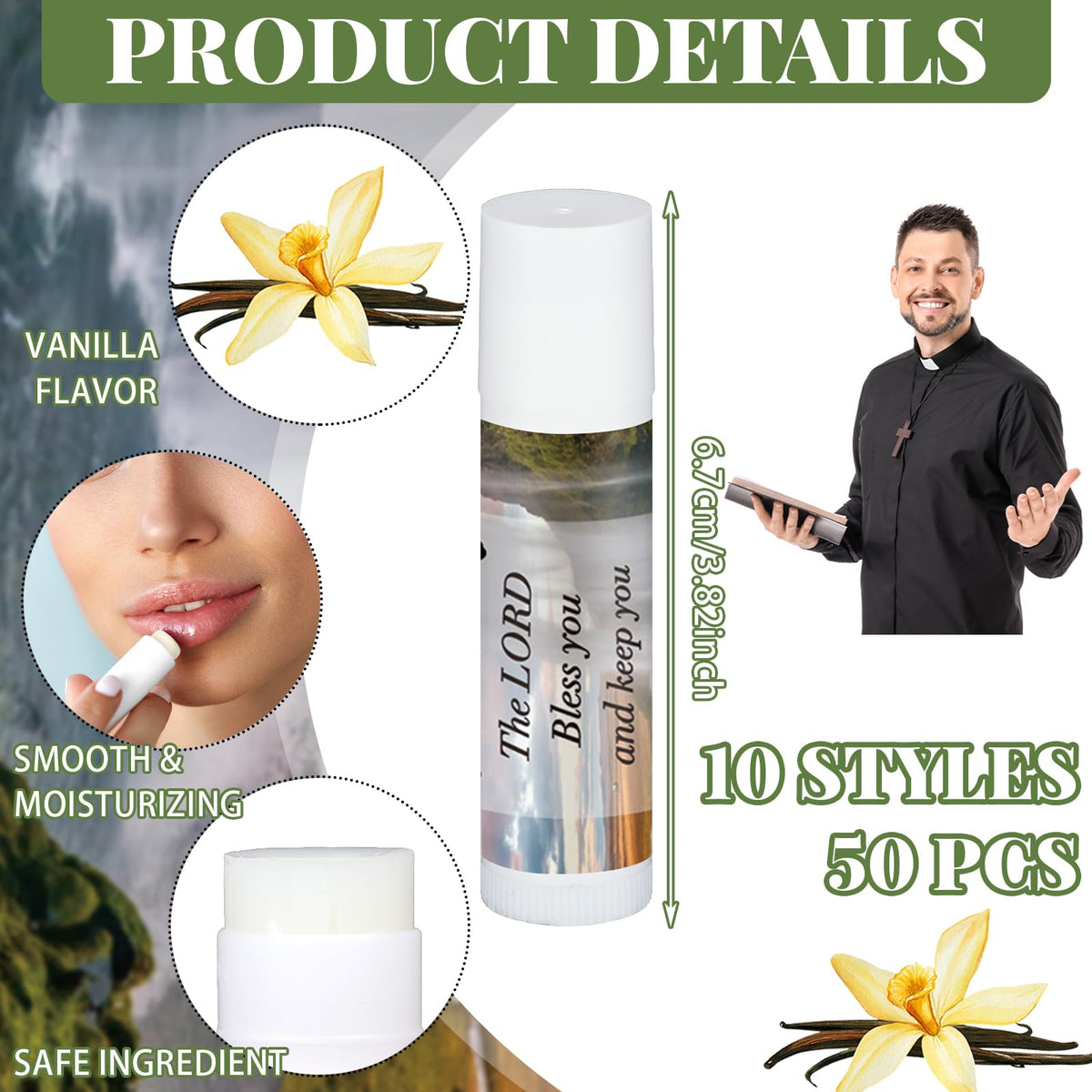 Dansib vanilla lip balm with creamy texture for smooth lips.