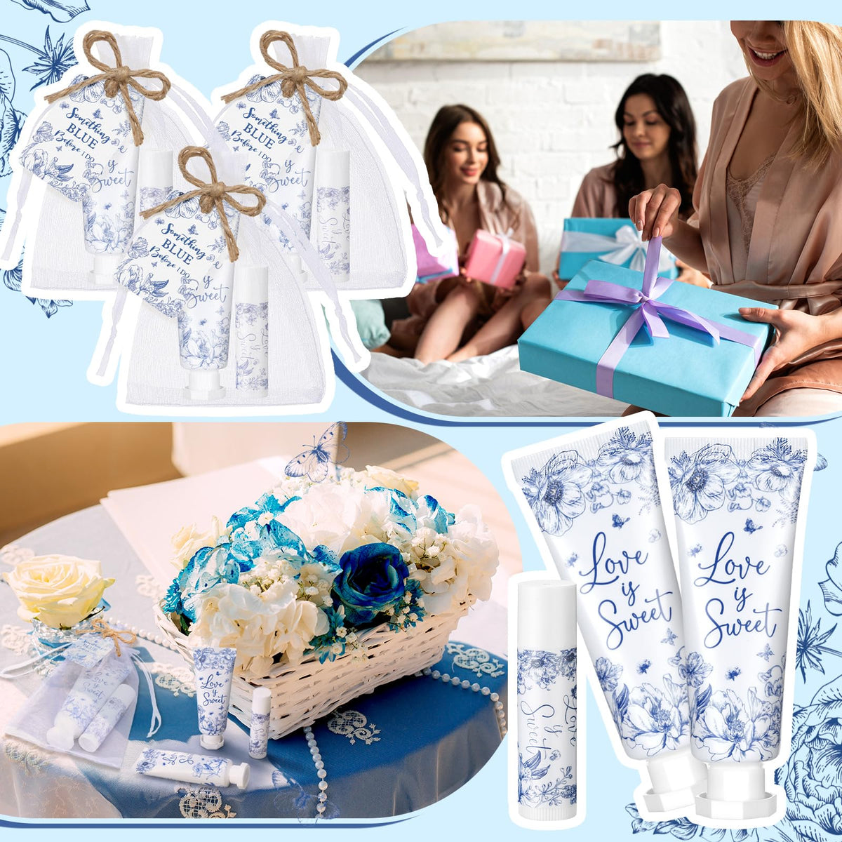 Dansib wedding display idea with blue accents