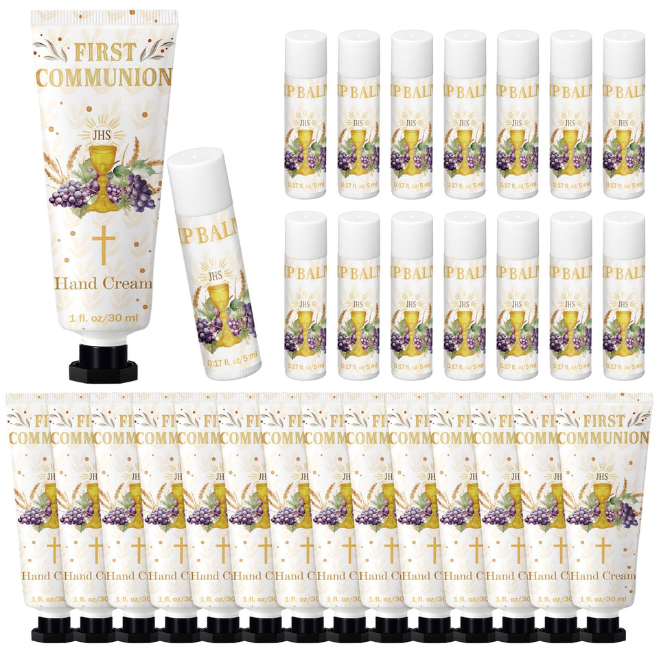 Dansib 15-set First Communion gift kit with moisturized hands and lips for guests.