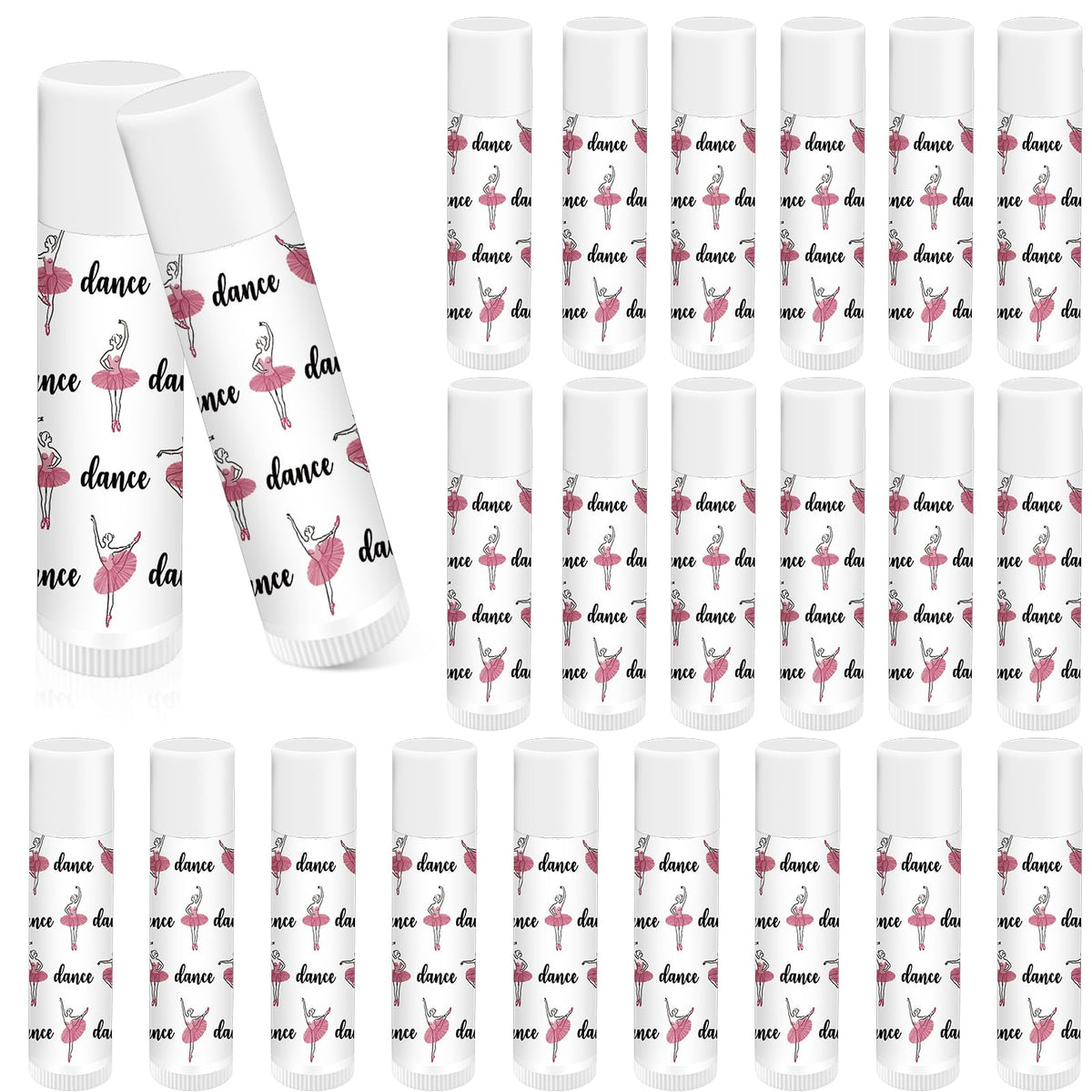 Dansib dance-themed lip balm with white packaging, ideal for gifting at recitals