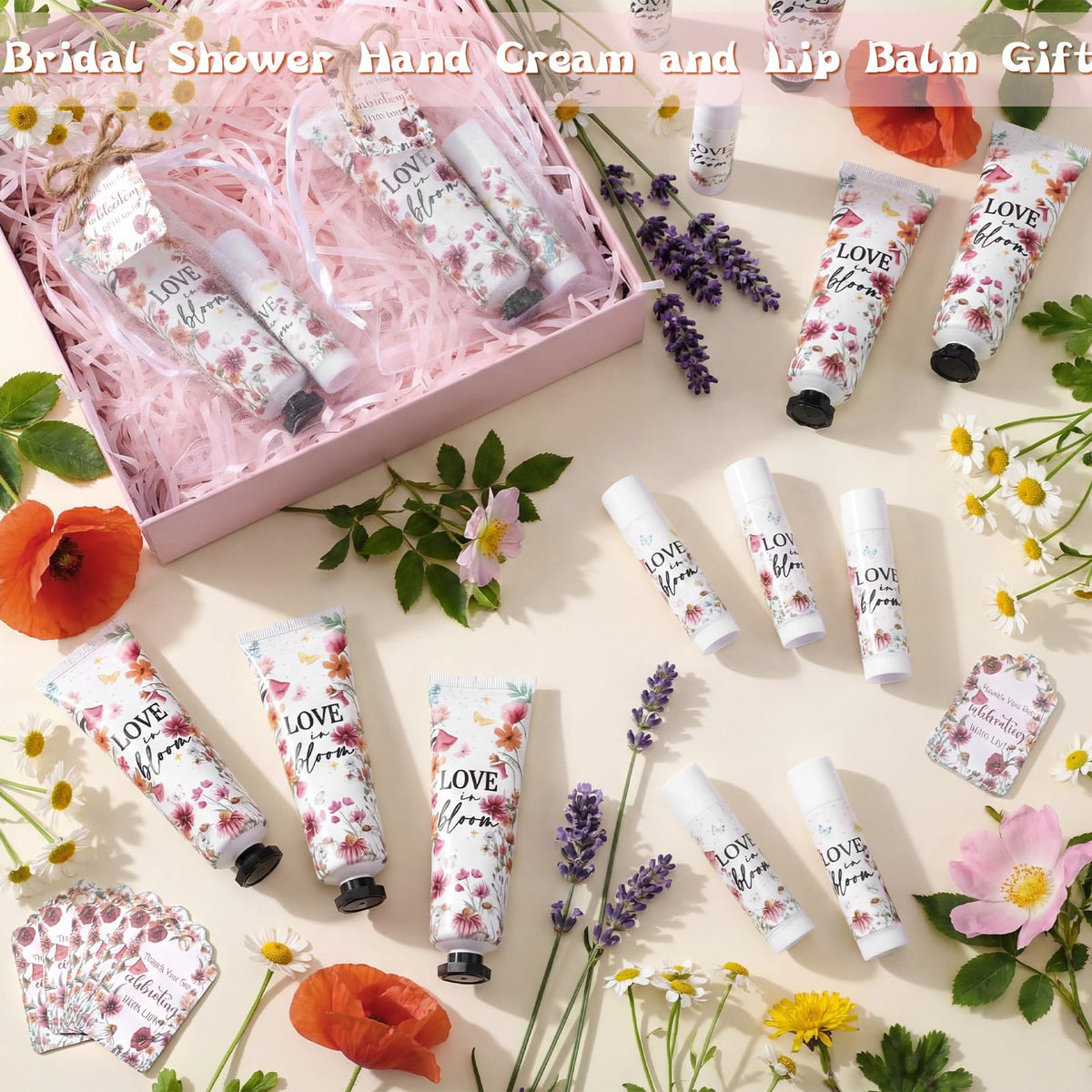 Dansib Love Is in Blooming lip balm, pink flower design, convenient pocket size.