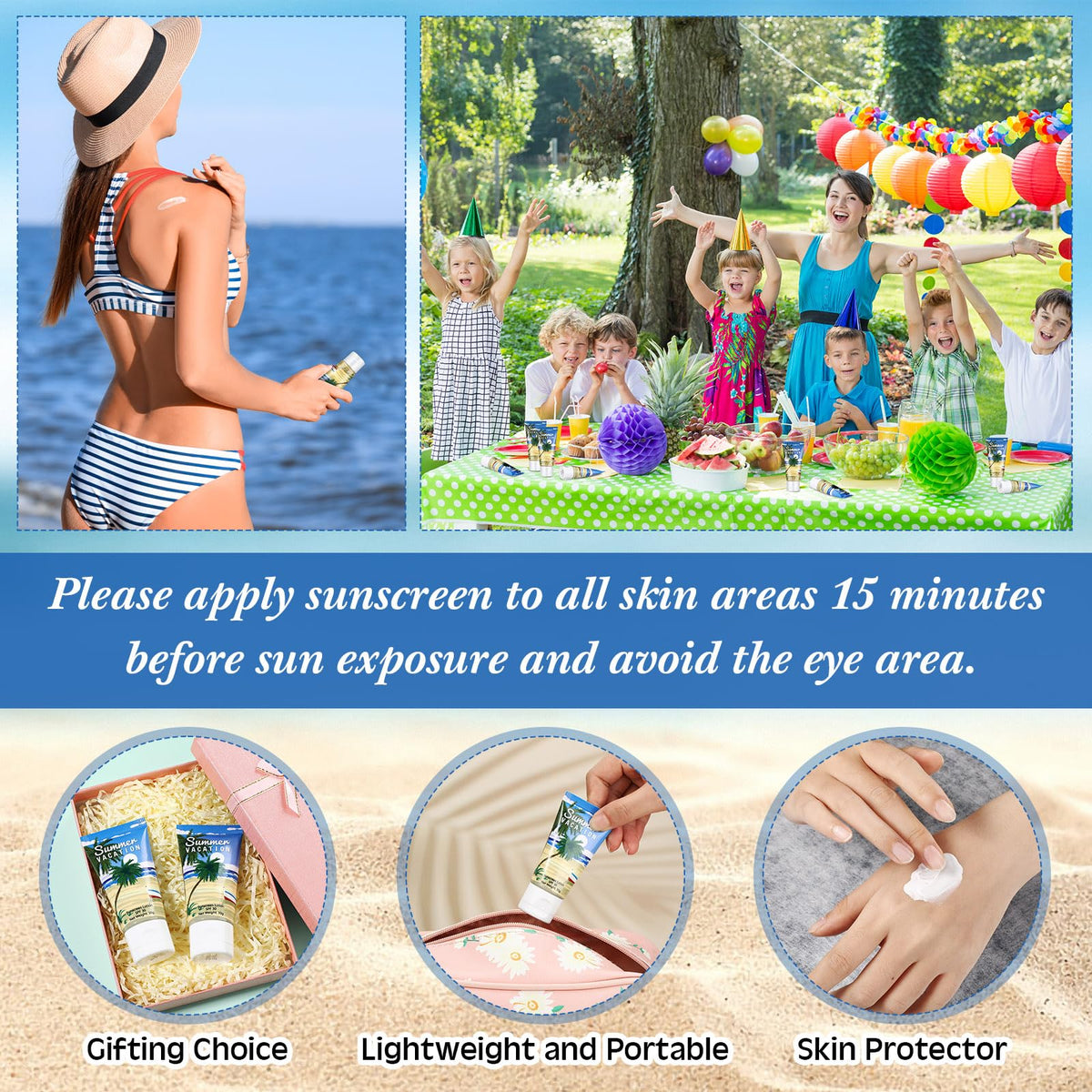 Dansib mini sunscreen tubes in travel-friendly compact size for bags and purses.