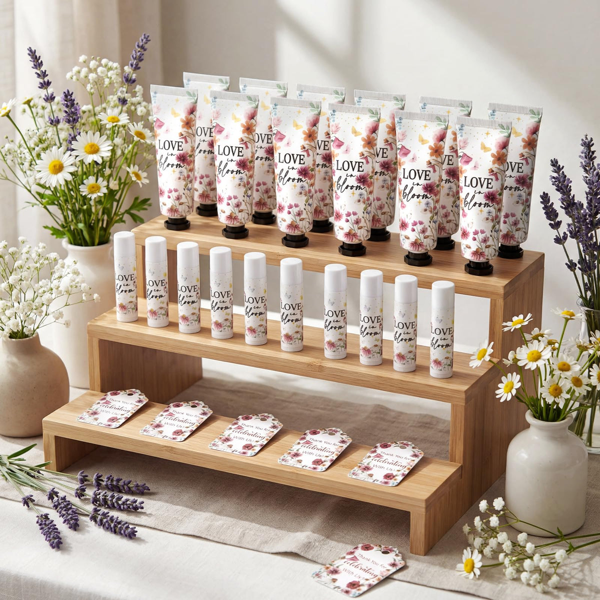 Dansib pink wildflower-pattern lip balm, keeps lips moisturized with a delicate scent.