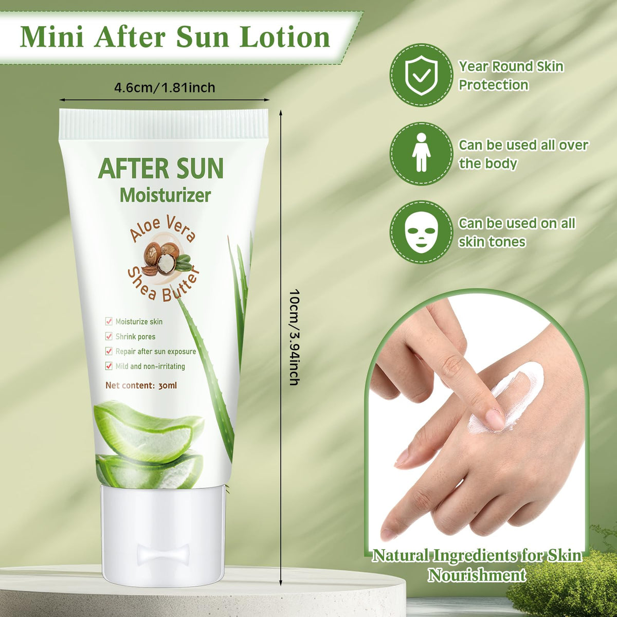 Dansib travel-size after sun lotion 24-pack, ideal for beach bags and outdoor activities.