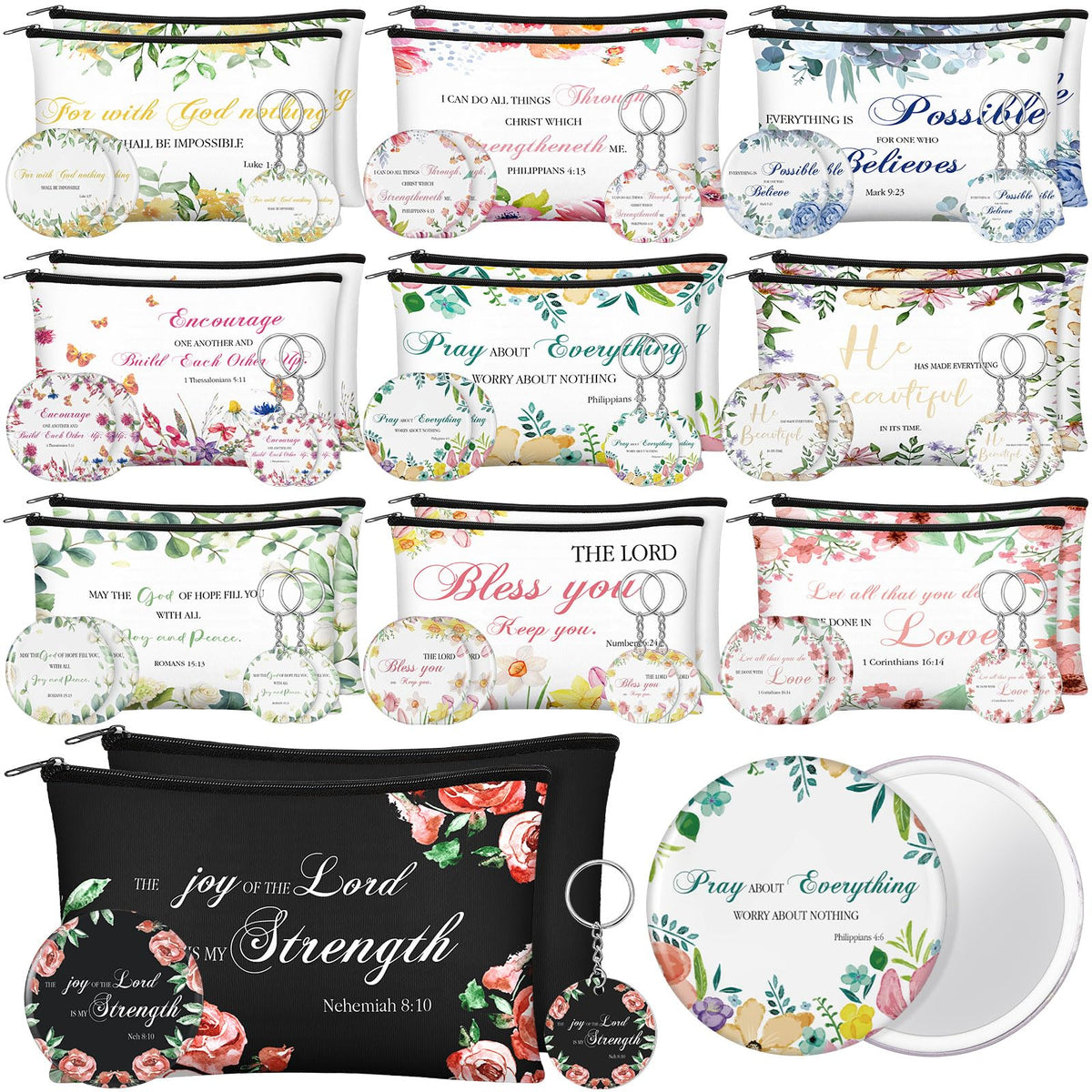 Dansydaisy Bible verse canvas makeup bag with durable zipper for daily use