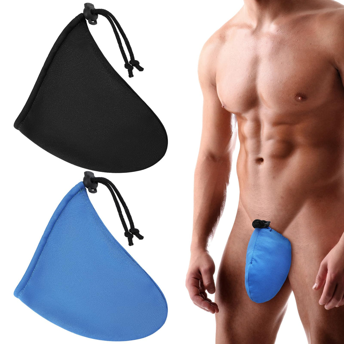 Dansydaisy black back view of the men's tanning pouch with discreet coverage.