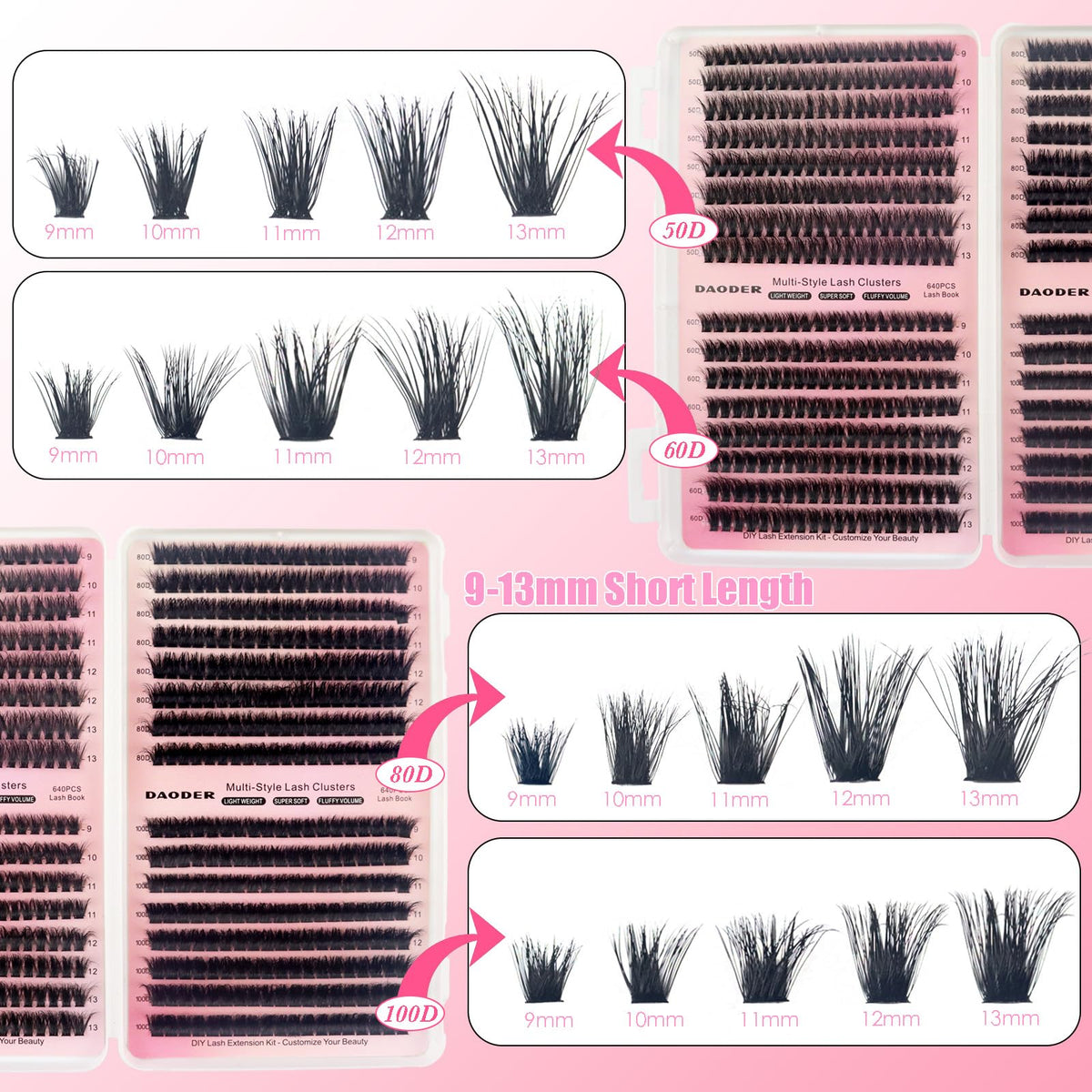DAODER D-curl lash clusters lift and define eyes.