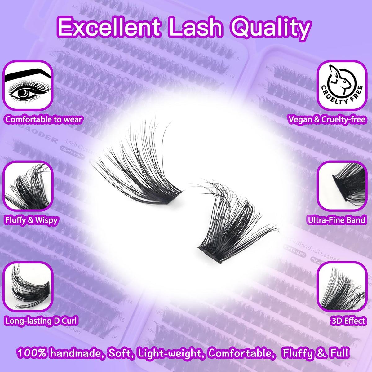 DAODER lash tweezers for precise, comfortable cluster placement.