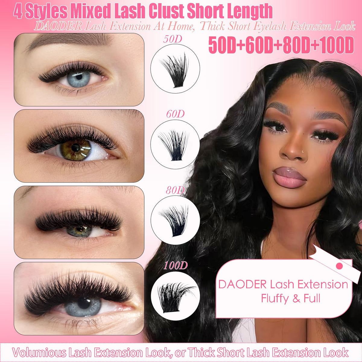 DAODER wispy 60D clusters close-up for everyday wear.