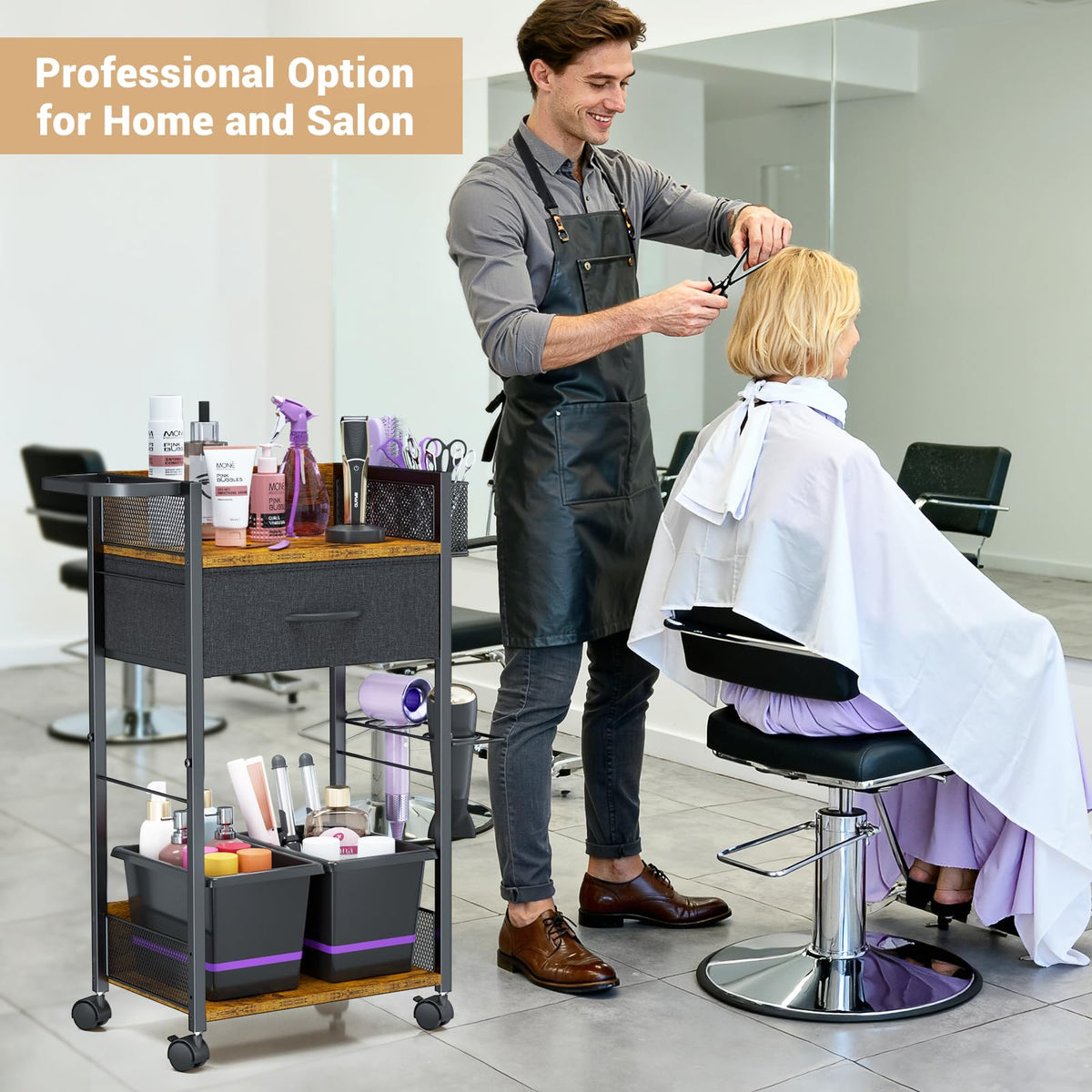 DAOUTIME 360-degree swivel casters enable effortless repositioning.