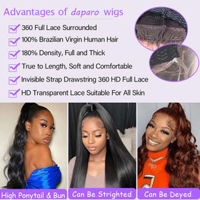 daparo hidden strap 360 full lace wig ensures secure fit and comfortable wear