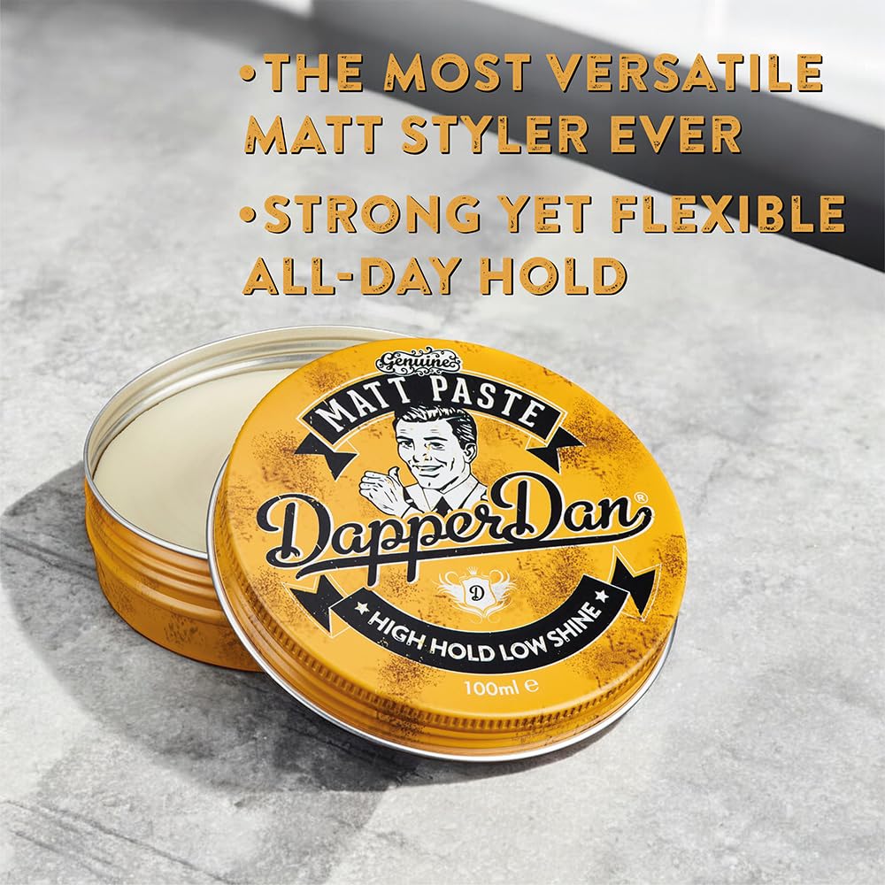 Dapper Dan Matt Paste hands-application demonstrates easy grooming ritual.