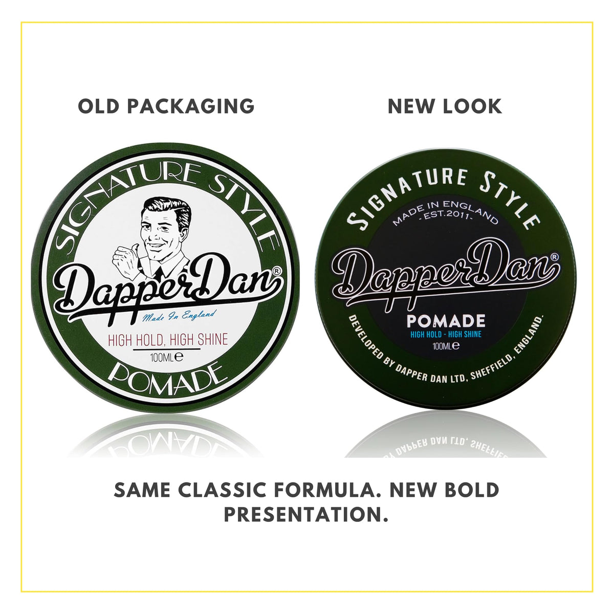 Dapper Dan Signature Pomade packaging back view emphasizing water-based formula for wash-out ease.