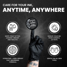 Dapper Peak Tattoo Moisturizer side bottle highlights compact design for daily travel