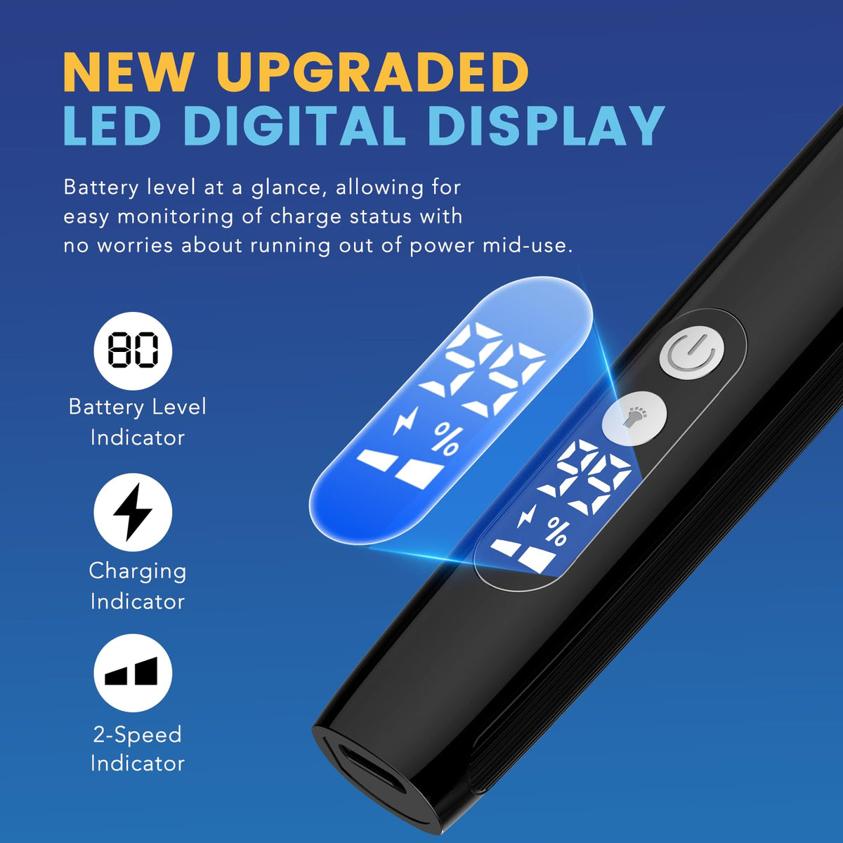 Dapsang Eyebrow Trimmer with digital display helps monitor battery.
