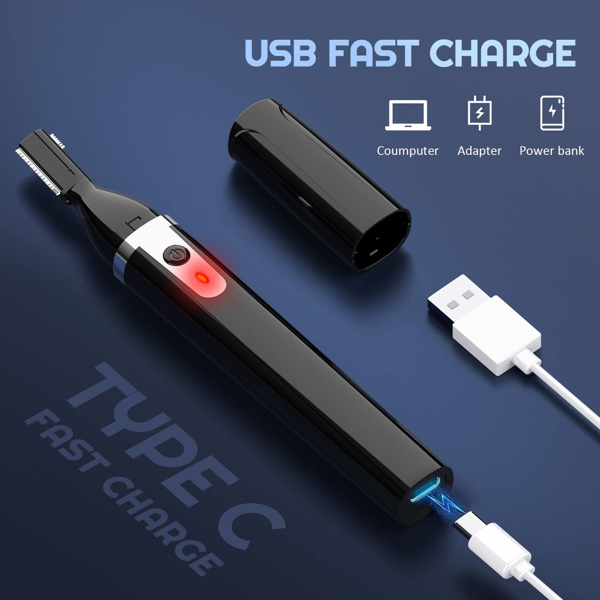 Dapsang Eyebrow Trimmer USB fast charging for quick use.