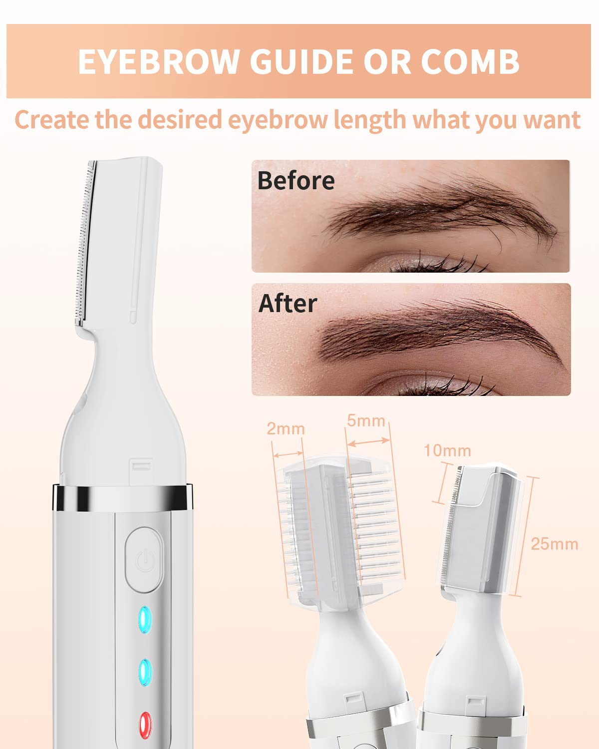 Dapsang Eyebrow Trimmer USB rechargeable for cordless convenience.