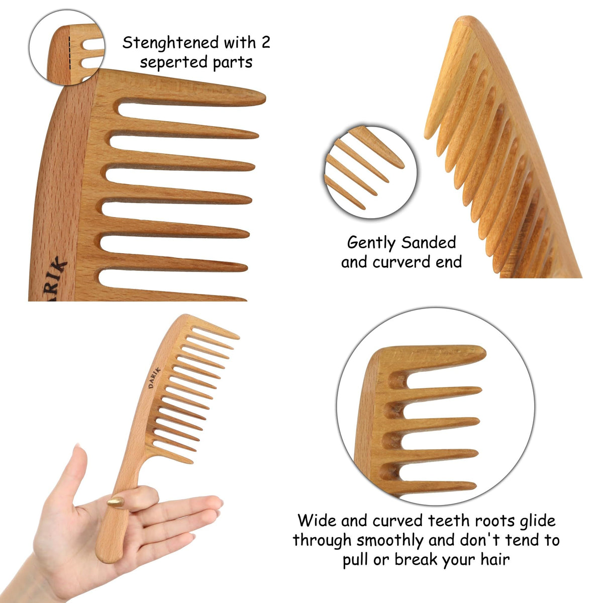 Darik Professional Wooden Wide-Tooth Comb hair-care routine for even product distribution.