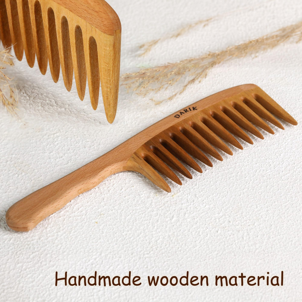 Darik Professional Wooden Wide-Tooth Comb hair-glide shot for effortless styling.