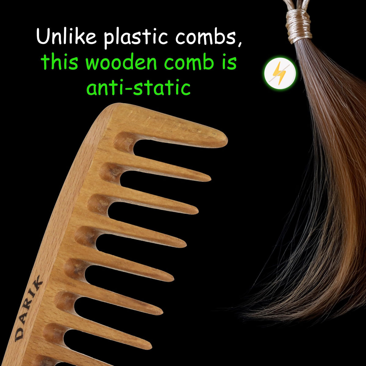 Darik Professional Wooden Wide-Tooth Comb travel-compact layout for on-the-go grooming.