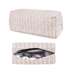 Dark Swan hair tools travel bag pink quilted floral, organized interior for easy access.