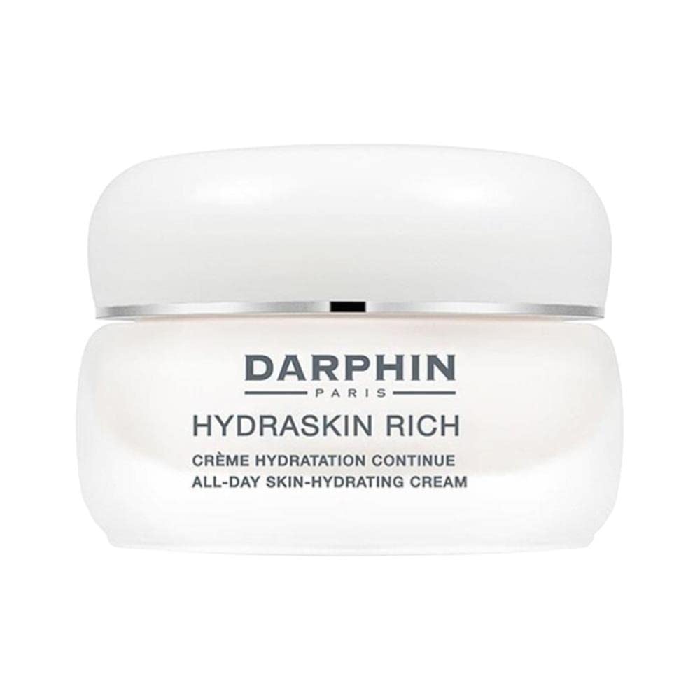 Darphin Hydraskin Rich Moisturizer bottle shows all-day hydration for silky skin.