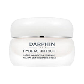 Darphin Hydraskin Rich Moisturizer bottle shows all-day hydration for silky skin.