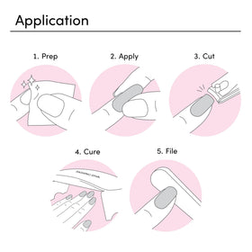 Dashing Diva 32 semi-cured strips and 5-piece manicure set contents