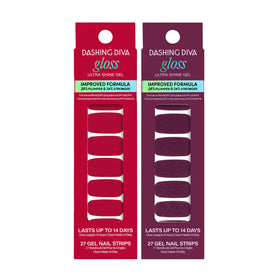Dashing Diva Gloss Nail Strips Attention finish for a shiny, salon-ready red manicure.