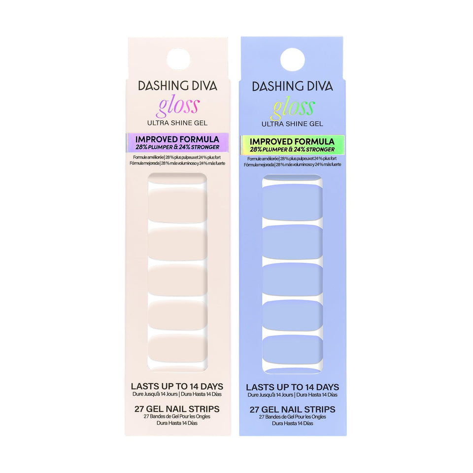 Dashing Diva Birdie blue sky gel strip close-up for salon-quality nails