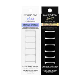 Dashing Diva Gloss Nail Strips bundle showing bold Black & White collection with glossy finish.