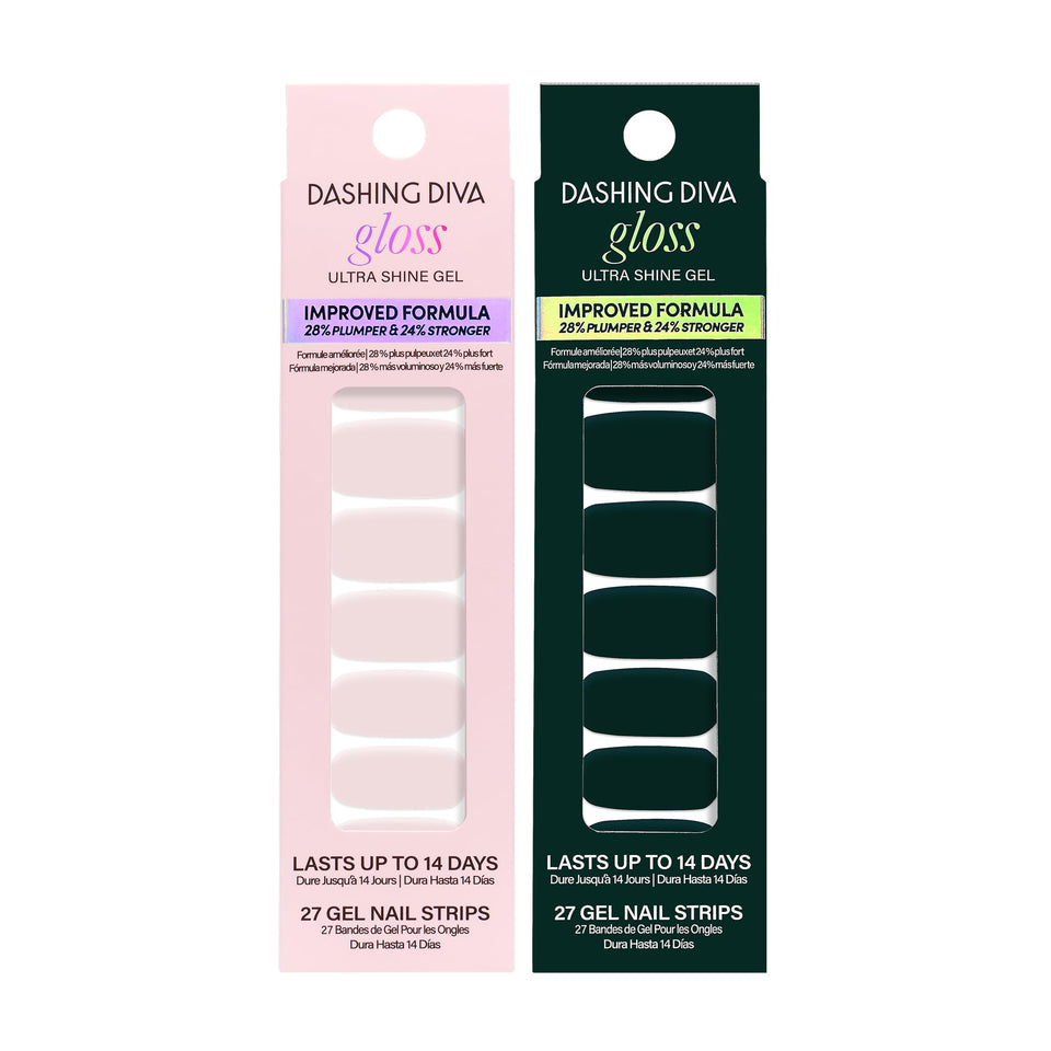 Dashing Diva Gloss Nail Strips Whisper close-up shows glossy finish and long wear.