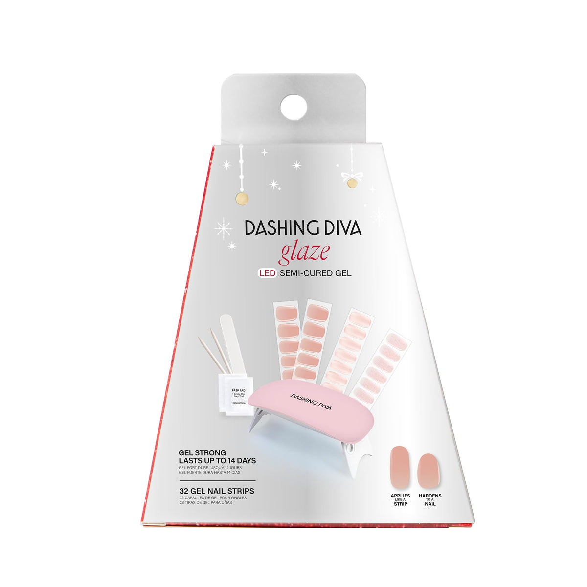 Dashing Diva Holiday Glaze Kit Holiday Romance strips close-up with glossy gel color