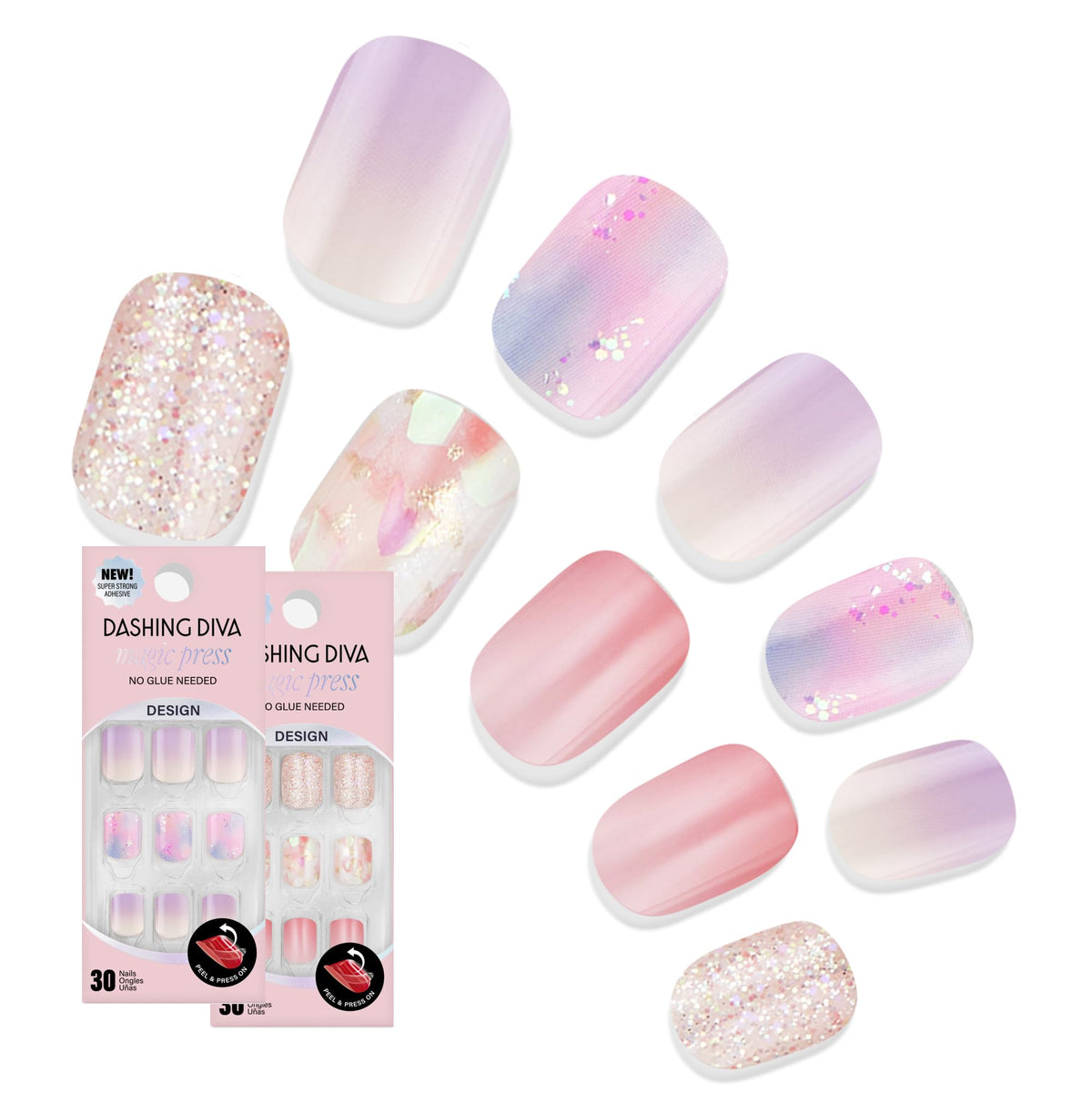Dashing Diva Magic Press Dreaming Pastel Pink Passion kit packaging shows two sets.
