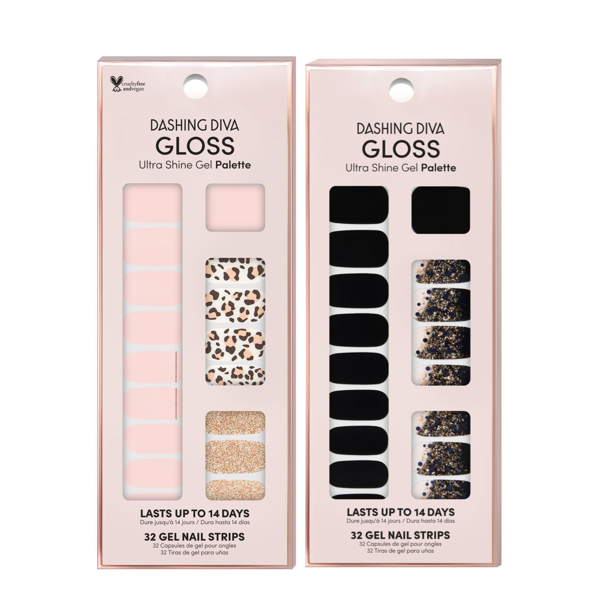 Dashing Diva glossy gel strips on nails after application