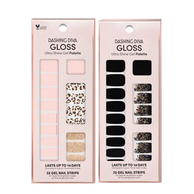 Dashing Diva glossy gel strips on nails after application