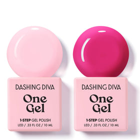 Dashing Diva One Gel Color Duo Attitude bottle close-up, bubblegum pink shine.