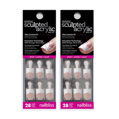Dashing Diva Sculpted Acrylic French Tip nails close-up, nude base with white tips for daily polish