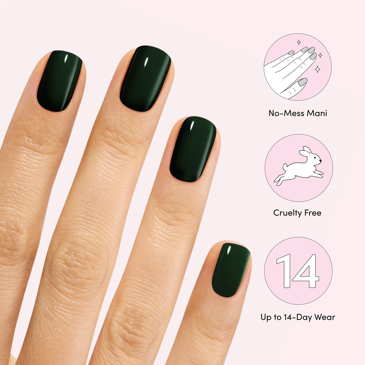 UV-free gel strips provide manicure without lamp or cure time.