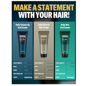 DASHU Daily Volume Up ingredients oil illustration suggests plant-based nourishment.